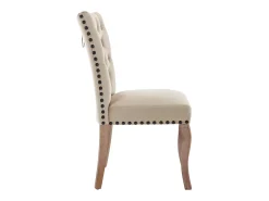 Juego de 4 sillas acolchadas de terciopelo - estructura de madera maciza - beige