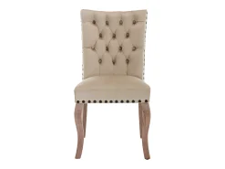 Juego de 4 sillas acolchadas de terciopelo - estructura de madera maciza - beige