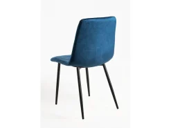 Juego de 2 sillas ARIEL – Terciopelo acolchado con rombos y patas de acero negro-Verde