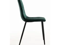 Juego de 2 sillas ARIEL – Terciopelo acolchado con rombos y patas de acero negro-Verde