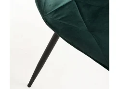 Juego de 2 sillas ARIEL – Terciopelo acolchado con rombos y patas de acero negro-Verde