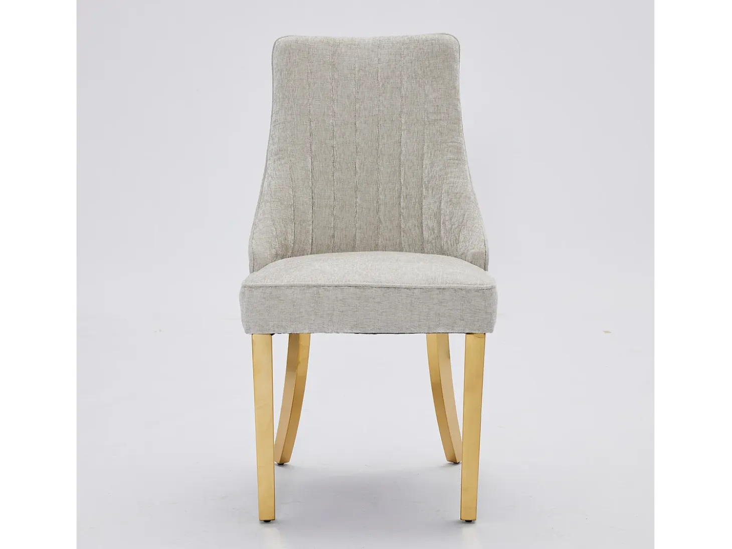 Juego de 2 sillas beige con patas doradas, chenilla flocada en rayón
