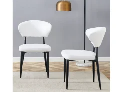 Juego de 2 sillas blancas de PU con respaldo curvo - Diseño minimalista
