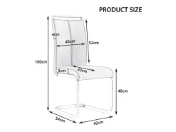 Juego de 4 sillas cantilever de PU negro con estructura de metal plateado