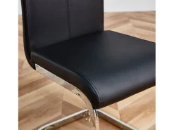 Juego de 4 sillas cantilever de PU negro con estructura de metal plateado