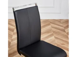 Juego de 4 sillas cantilever de PU negro con estructura de metal plateado