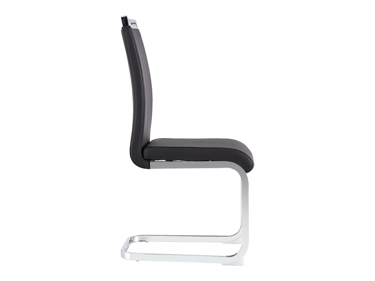 Juego de 4 sillas cantilever de PU negro con estructura de metal plateado