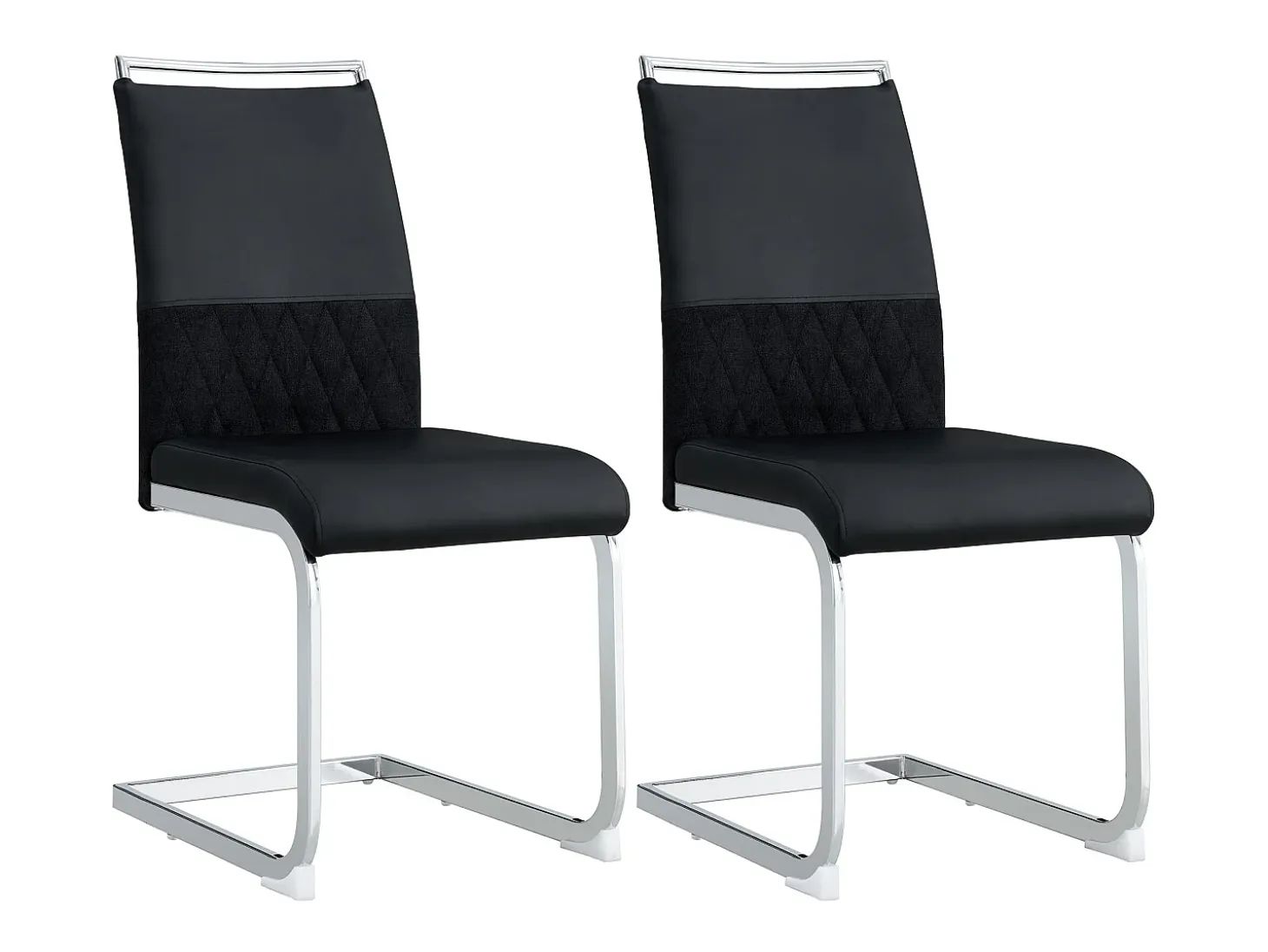 Juego de 2 sillas cantilever con asiento acolchado de PU, color negro