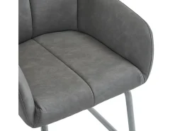 Juego de 2 sillas cantilever tapizadas en piel sintética - con patas de metal - Gris