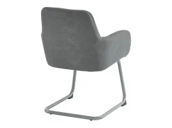 Juego de 2 sillas cantilever tapizadas en piel sintética - con patas de metal - Gris