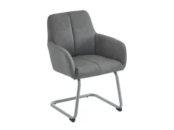 Juego de 2 sillas cantilever tapizadas en piel sintética - con patas de metal - Gris