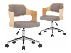 Juego de 2 Sillas comedor giratorias madera curvada tela gris taupe ES689009