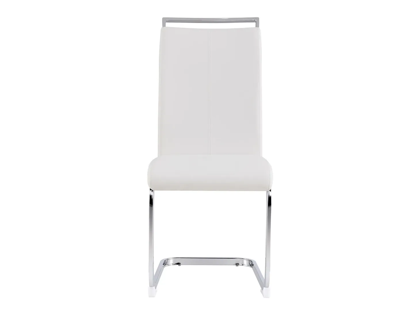 Juego de 4 sillas con base de trineo - Base de metal cromado Soporta hasta 120 kg Acolchado suave con funda de piel sintética - Blanco