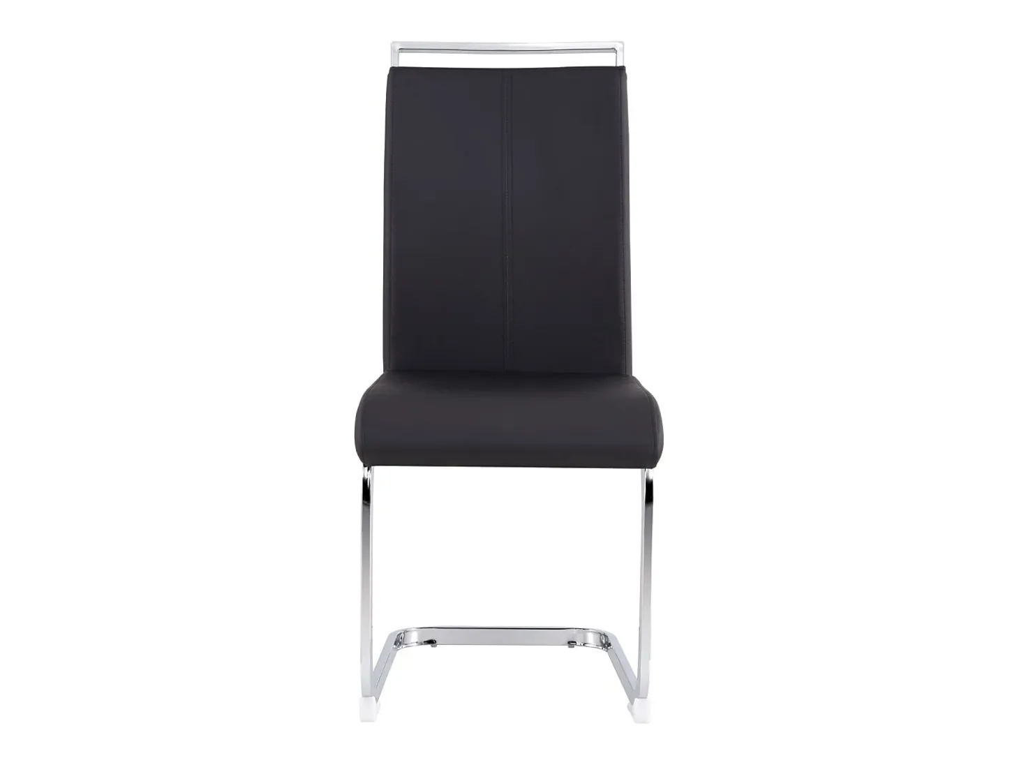 Juego de 4 sillas con base de trineo - Base de metal cromado que soporta hasta 120 kg, acolchado suave con funda de piel sintética - Color negro