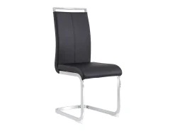 Juego de 4 sillas con base de trineo - Base de metal cromado que soporta hasta 120 kg, acolchado suave con funda de piel sintética - Color negro