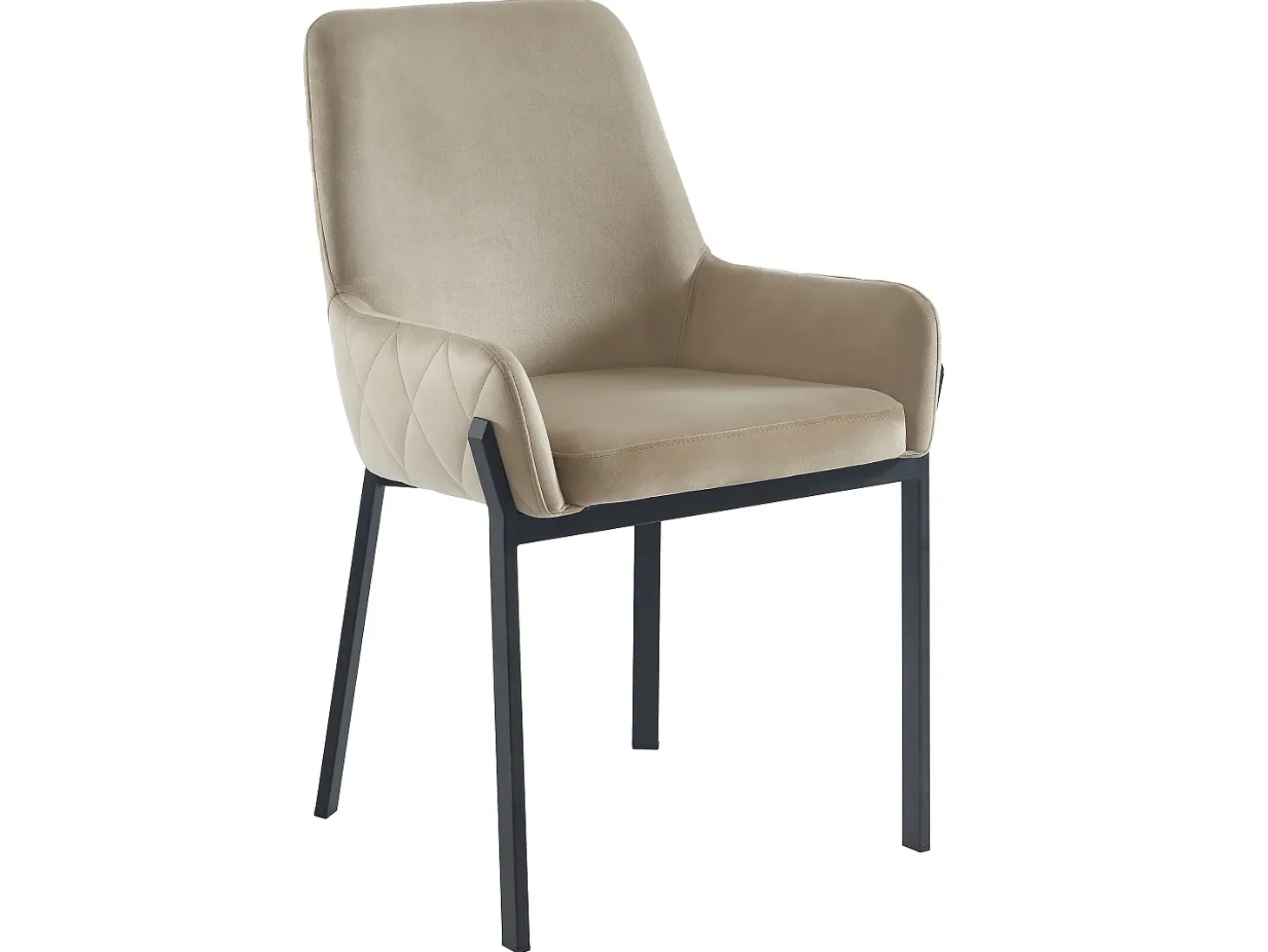 Juego de 6 sillas con brazos de terciopelo y metal - Beige - CAROLONA