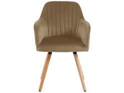 Juego de 2 sillas con brazos - Terciopelo y metal con efecto madera - Beige - ELEANA