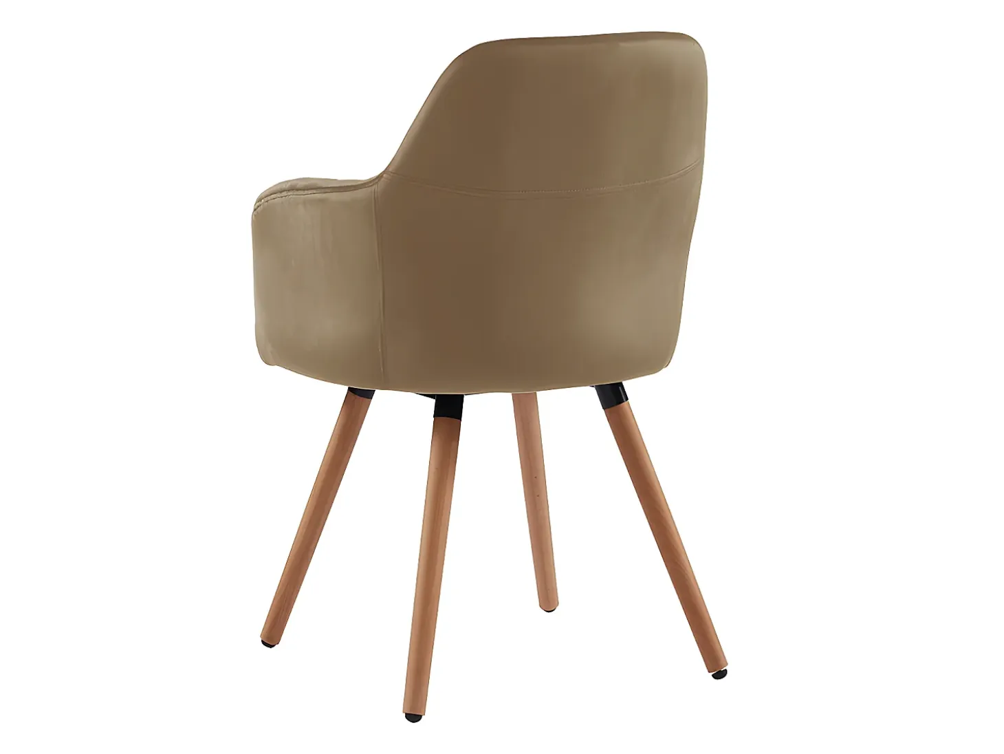 Juego de 2 sillas con brazos - Terciopelo y metal con efecto madera - Beige - ELEANA