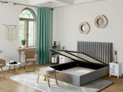 Juego de 2 sillas con brazos - Terciopelo y metal con efecto madera - Beige - ELEANA