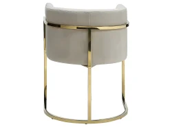 Juego de 2 sillas con brazos - Terciopelo y metal - Beige y dorado - PERIA