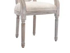 Juego de 2 sillas con brazos - Rejilla, tela y madera de hevea - Beige - ANTOINETTE