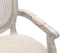 Juego de 2 sillas con brazos - Rejilla, tela y madera de hevea - Beige - ANTOINETTE
