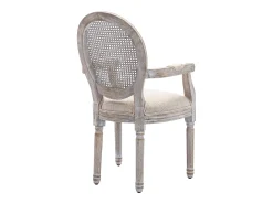 Juego de 2 sillas con brazos - Rejilla, tela y madera de hevea - Beige - ANTOINETTE
