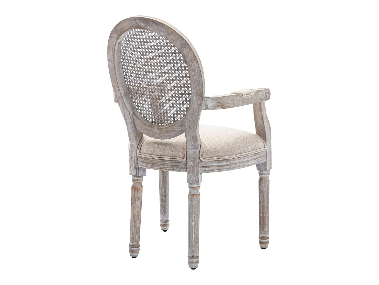 Juego de 2 sillas con brazos - Rejilla, tela y madera de hevea - Beige - ANTOINETTE