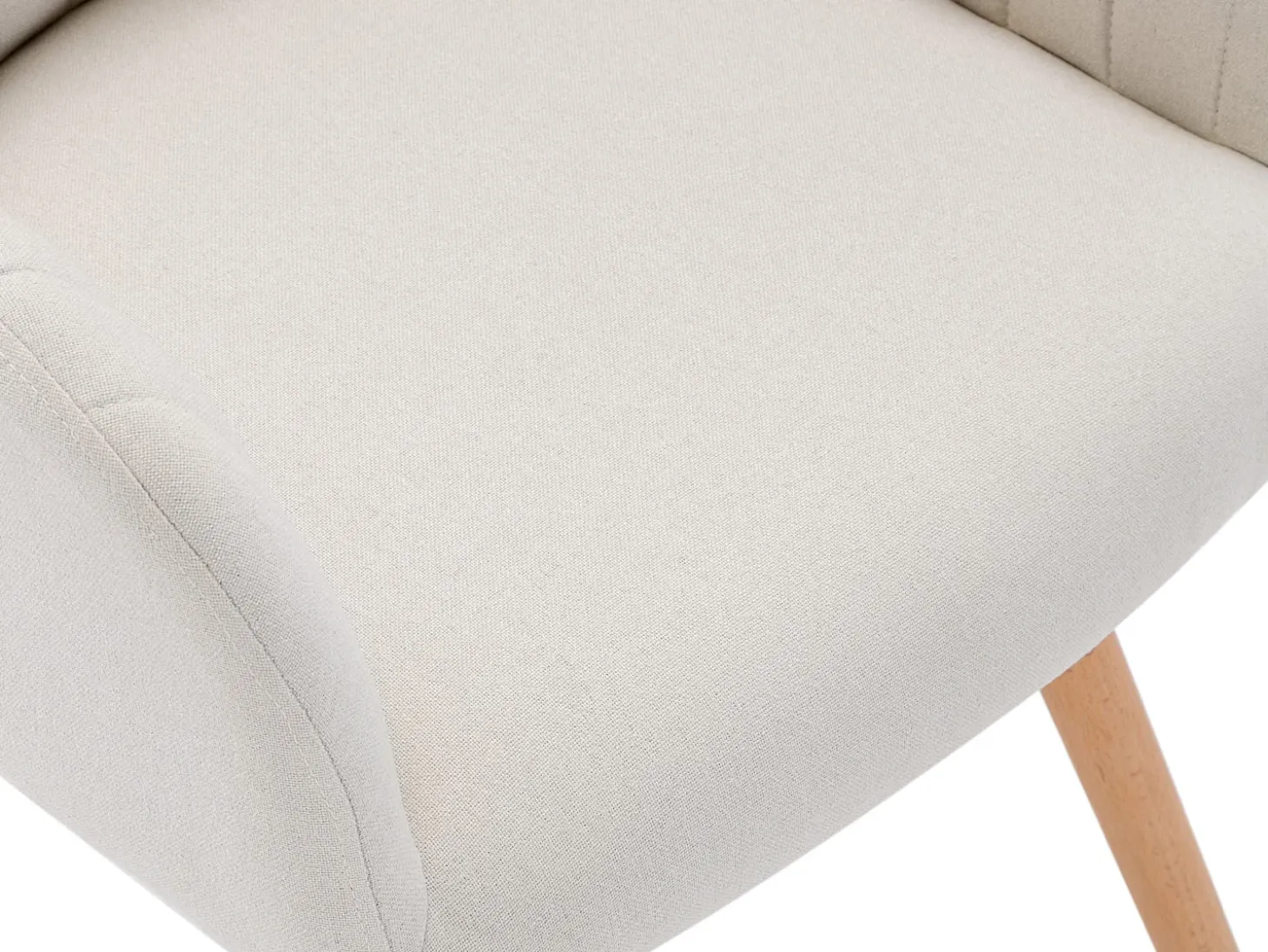 Juego de 2 sillas con brazos - Tela y metal efecto madera - Crema - ELEANA