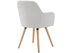 Juego de 2 sillas con brazos - Tela y metal efecto madera - Crema - ELEANA