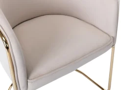 Juego de 2 sillas con brazos de terciopelo y metal - Beige y dorado - JOSETHE