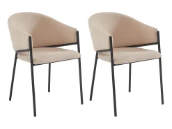 Juego de 2 sillas con brazos de tela y metal - Beige - ORDIDA