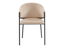 Juego de 2 sillas con brazos de tela y metal - Beige - ORDIDA