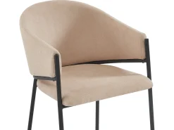 Juego de 2 sillas con brazos de tela y metal - Beige - ORDIDA