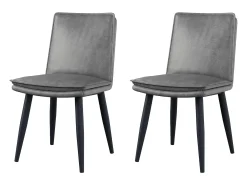 Juego de 4 sillas con cojines de asiento de doble capa - Polipiel y metal - Gris