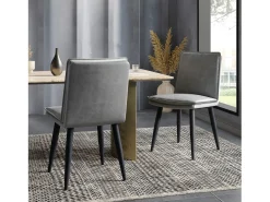Juego de 4 sillas con cojines de asiento de doble capa - Polipiel y metal - Gris