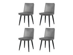 Juego de 4 sillas con cojines de asiento de doble capa - Polipiel y metal - Gris