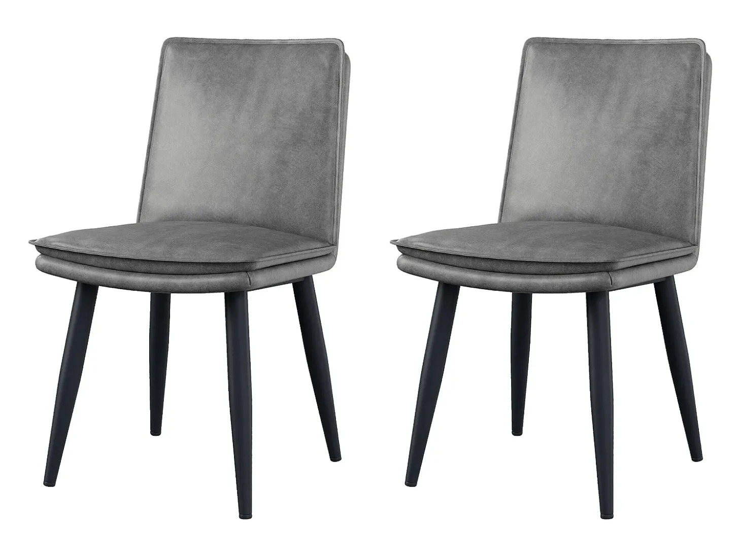 Juego de 2 sillas con cojines de asiento de doble capa - Polipiel y metal - Gris