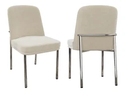 Juego de 2 sillas con patas de metal plateado - Terciopelo beige