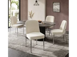 Juego de 2 sillas con patas de metal plateado - Terciopelo beige