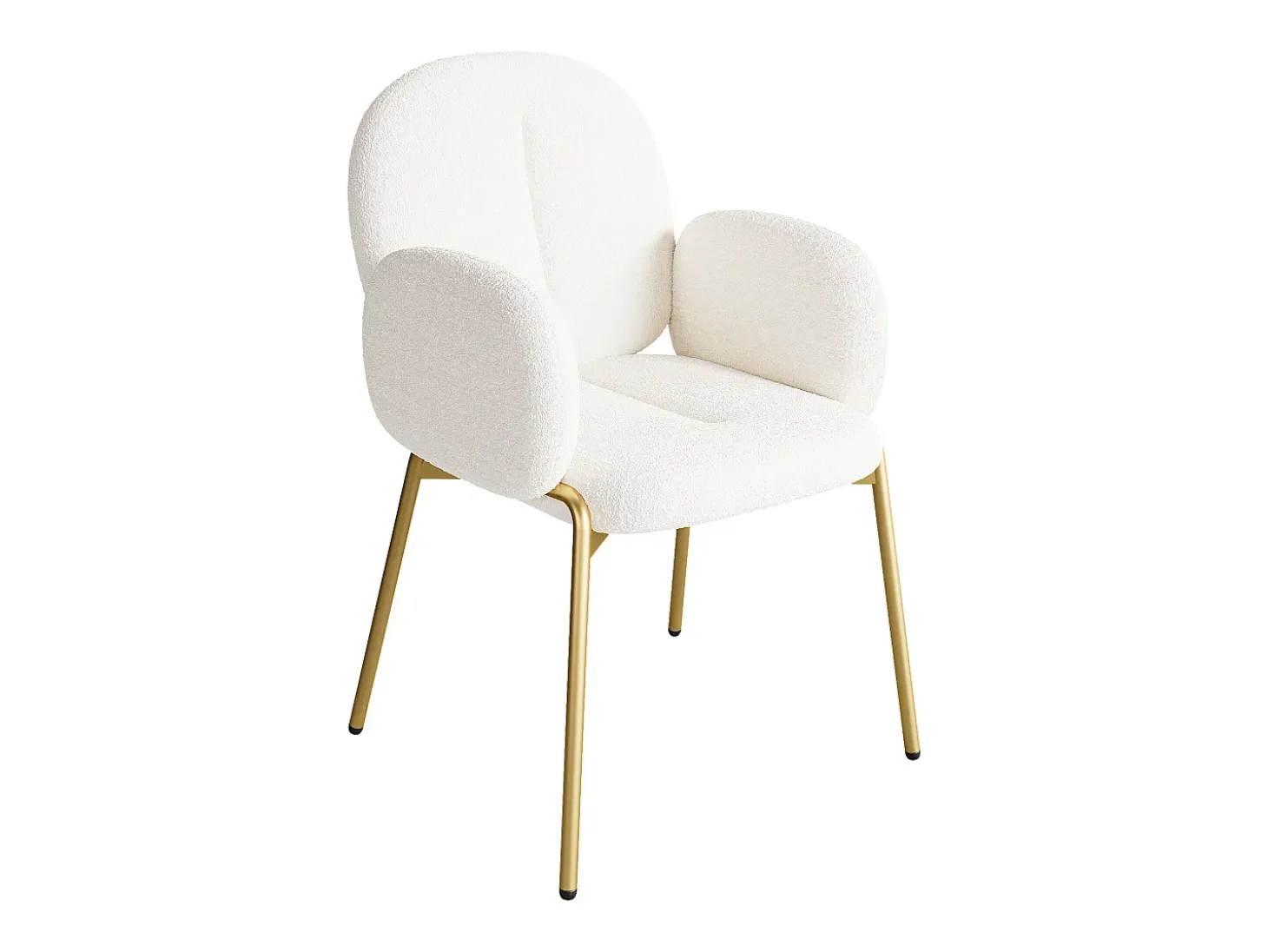 Juego de 2 sillas con patas de metal dorado - Tela Teddy Beige