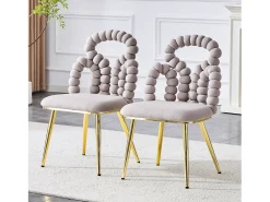 Juego de 2 sillas con patas de metal dorado - Terciopelo gris