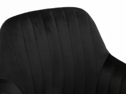 Juego de 6 sillas con reposabrazos de terciopelo y metal dorado - Negro - ELEANA