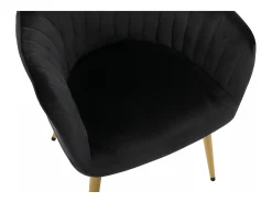 Juego de 6 sillas con reposabrazos de terciopelo y metal dorado - Negro - ELEANA