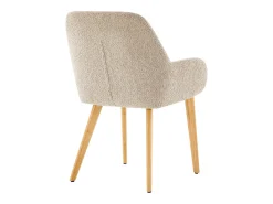 Juego de 2 sillas con reposabrazos de tejido bouclé y madera de hevea - Topo y natural - VALENYO
