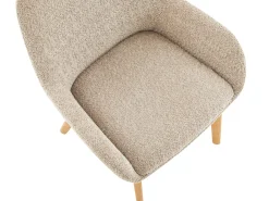 Juego de 2 sillas con reposabrazos de tejido bouclé y madera de hevea - Topo y natural - VALENYO