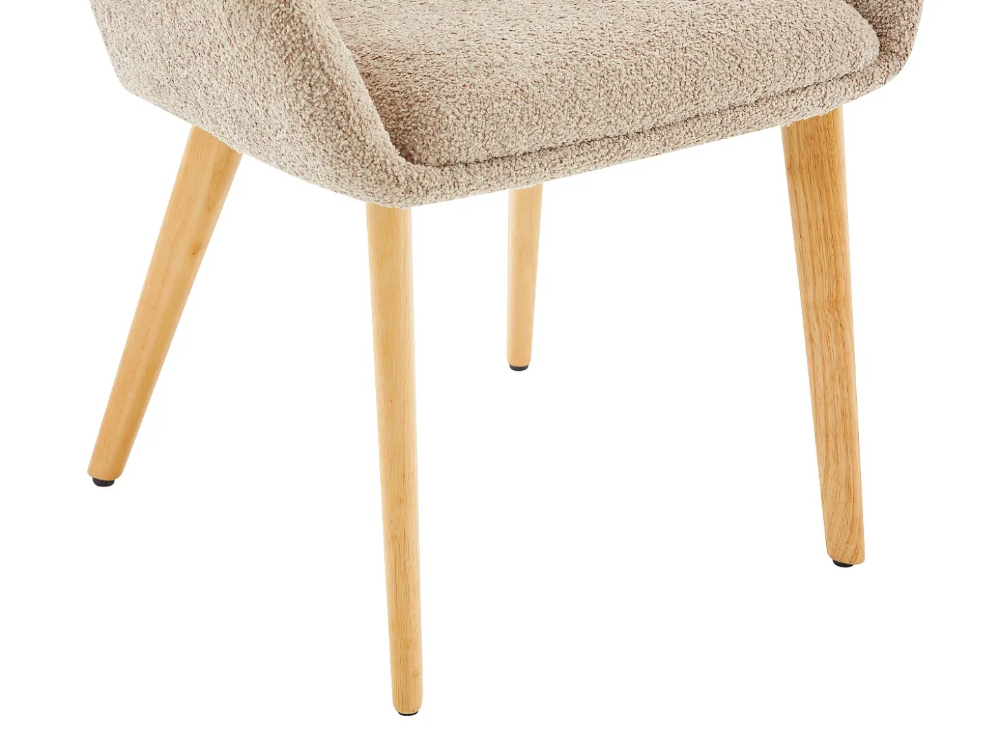 Juego de 2 sillas con reposabrazos de tejido bouclé y madera de hevea - Topo y natural - VALENYO