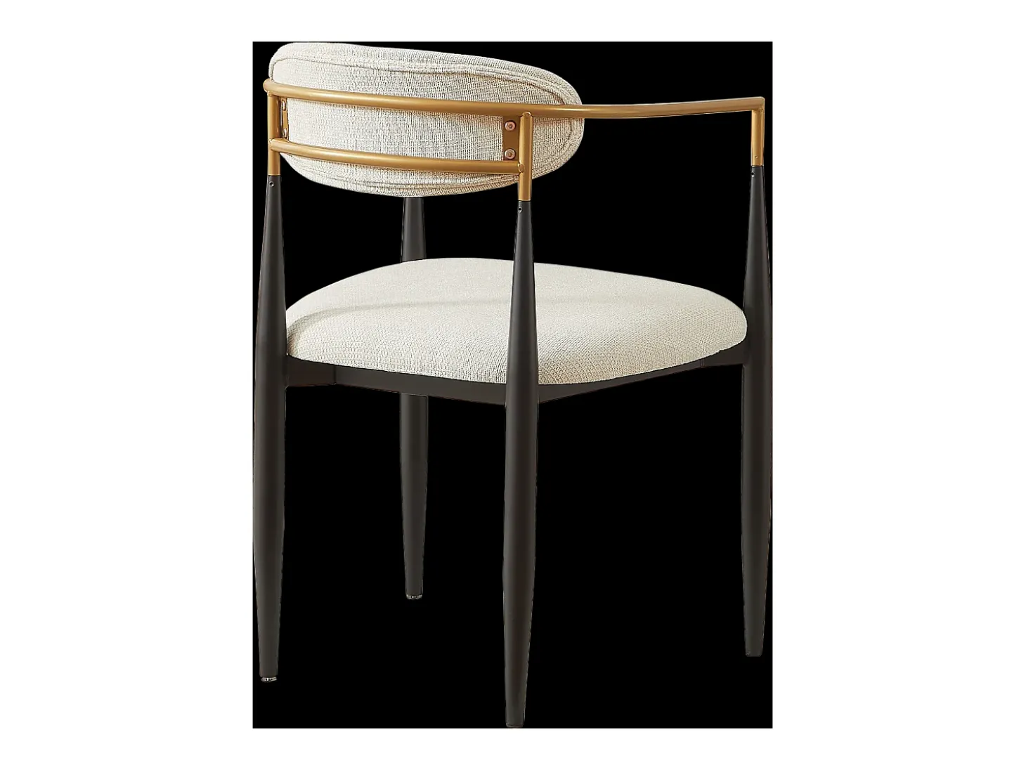 Juego de 2 sillas con reposabrazos - tela beige - estructura de metal negro y dorado