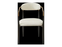 Juego de 2 sillas con reposabrazos - tela beige - estructura de metal negro y dorado