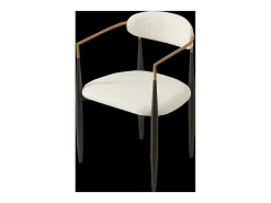 Juego de 2 sillas con reposabrazos - tela beige - estructura de metal negro y dorado
